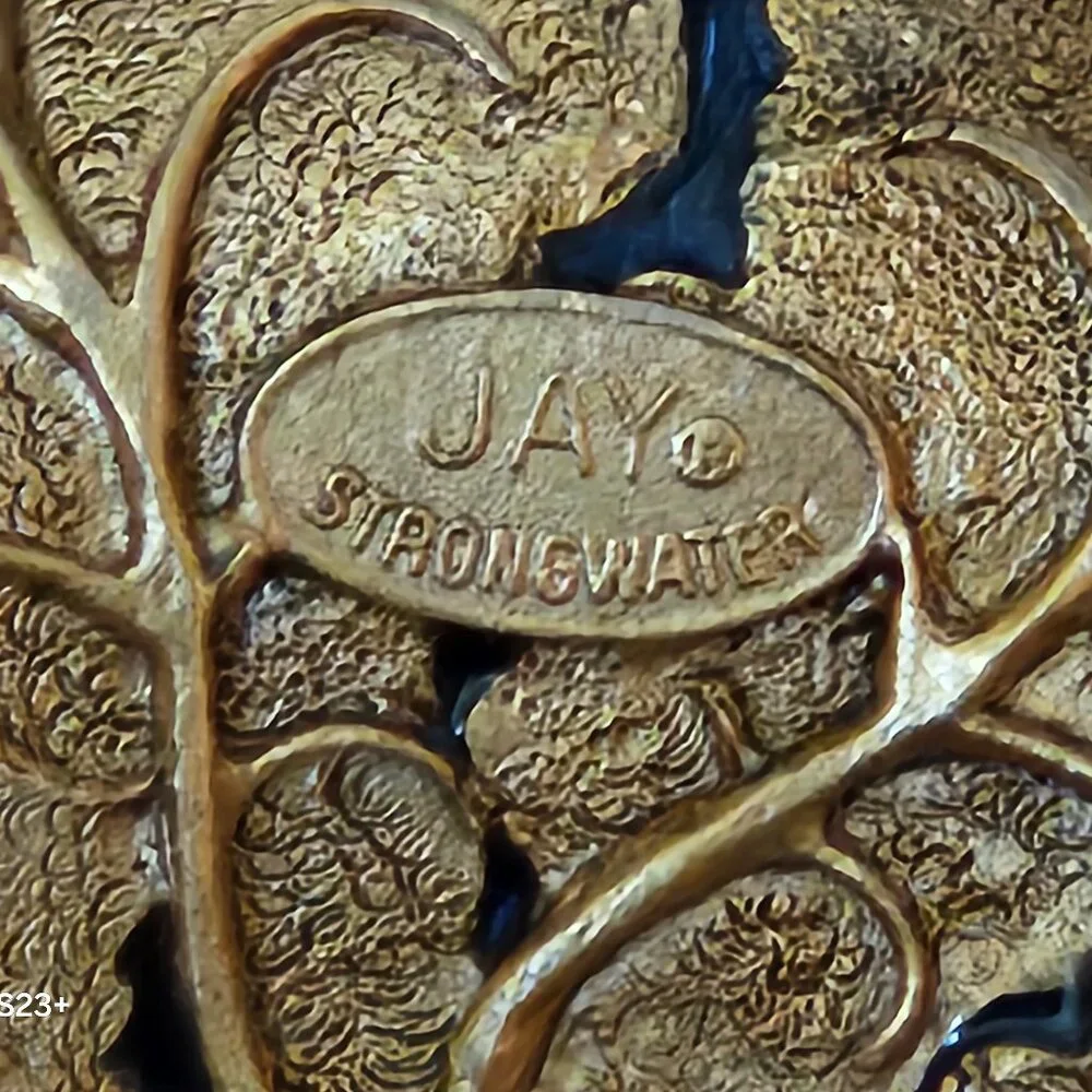 HANDSIGNED RARE JAY STRONGWATER BLUE FLOWER ENAMEL CRYSTAL JEWELRY TRAY DISH